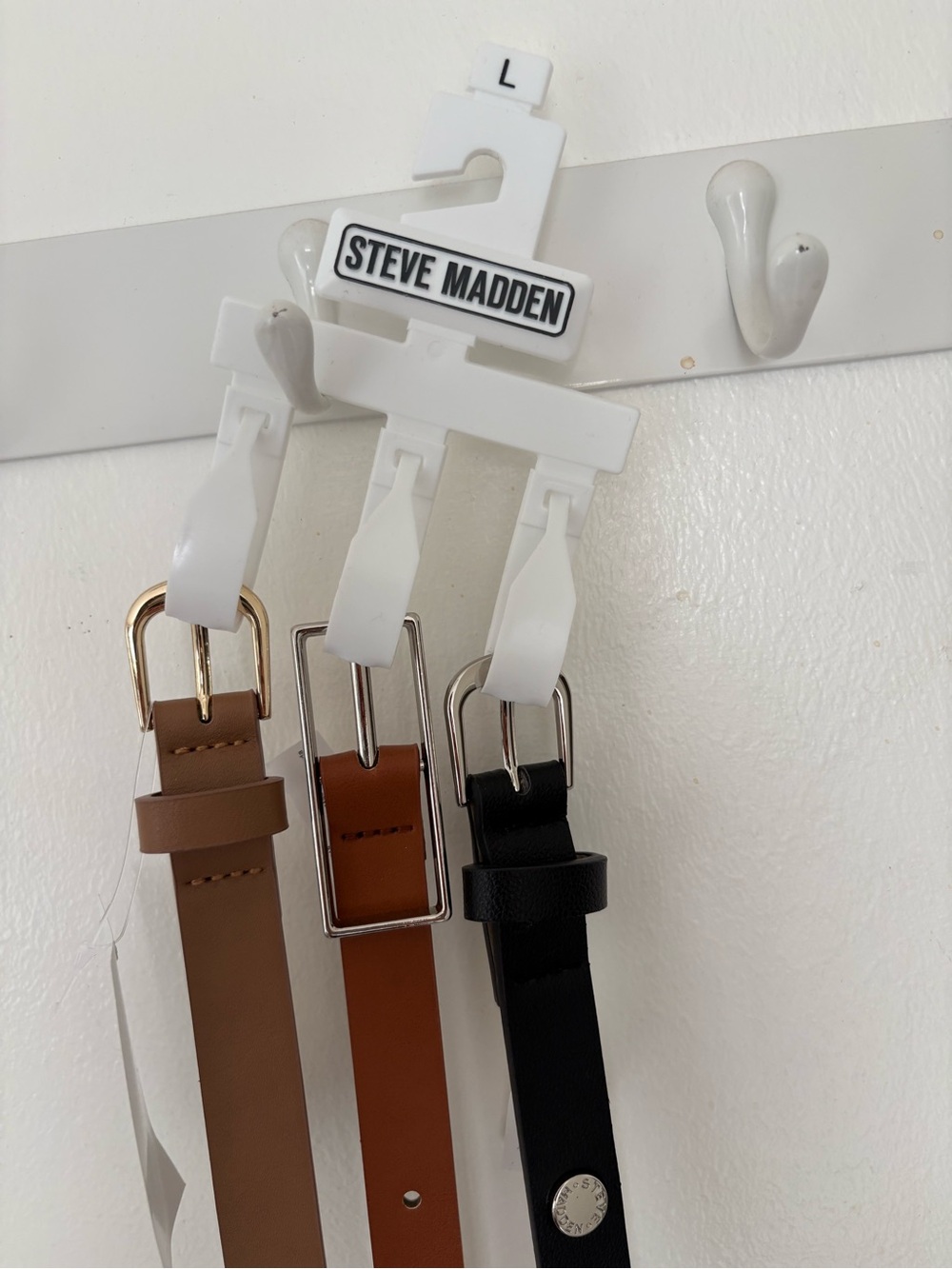 Steve Madden Skinny Leather Belt Set — Brown, Tan, Black